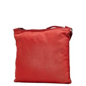 Prada logo triangular red bag plate crossbody shoulder nylon